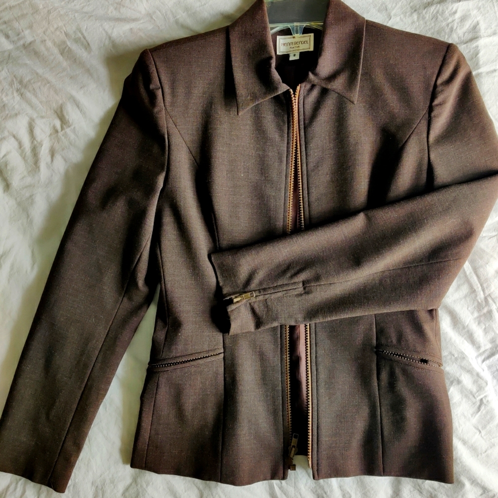 Henri Bendel Zipper Wool Blazer